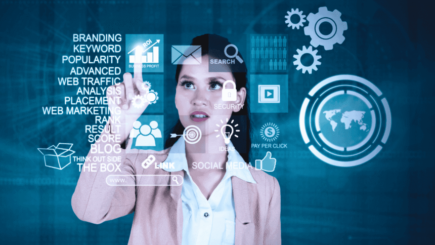 Answer Engine Optimization (AEO) → Illustration showing Answer Engine Optimization process and AI-driven search concept