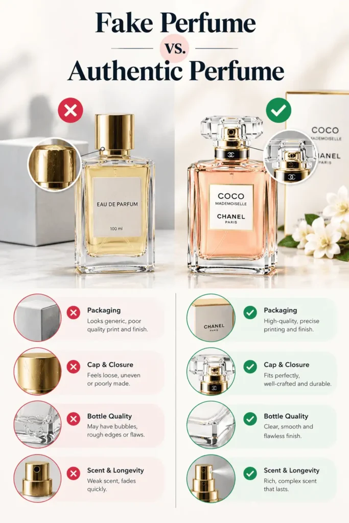 Fake Perfume vs. Authentic Perfume: Key Differences in Bottle Quality, Packaging, and Labeling Fake Perfume vs. Authentic Perfume: How to Spot the Difference